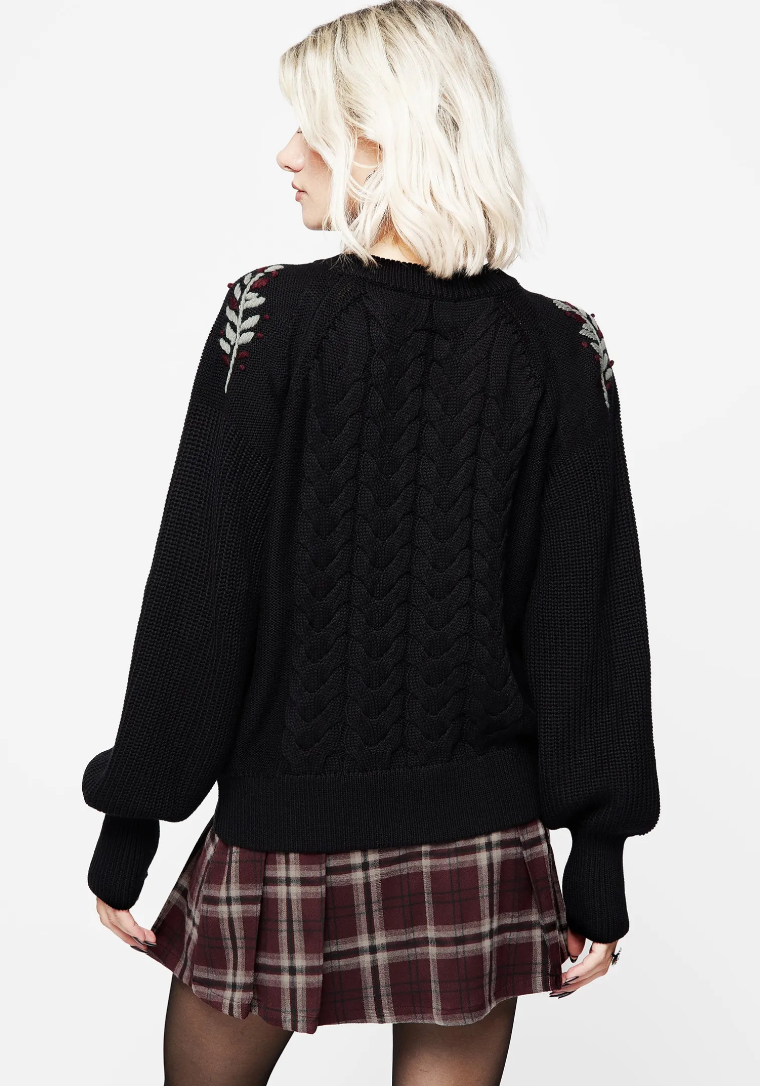 Patrice Embroidered Cable Knit Sweater