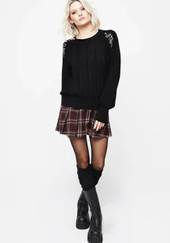 Patrice Embroidered Cable Knit Sweater