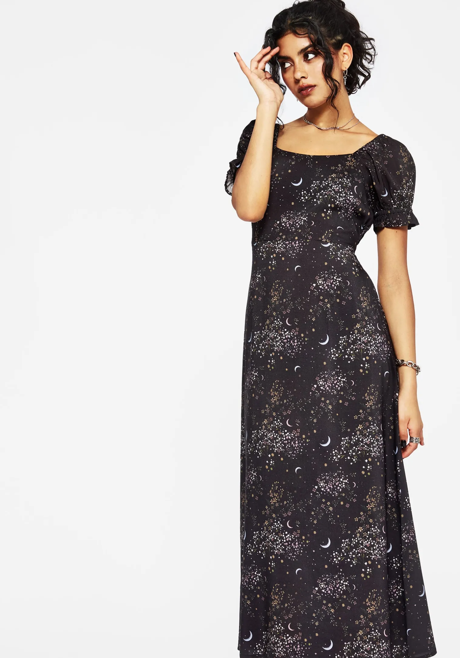 Peaseblossom Celestial Back Cut Out Midi Dress