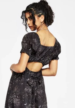 Peaseblossom Celestial Back Cut Out Midi Dress