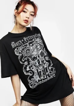 Perception Black Garment Washed Oversized Tee Dress