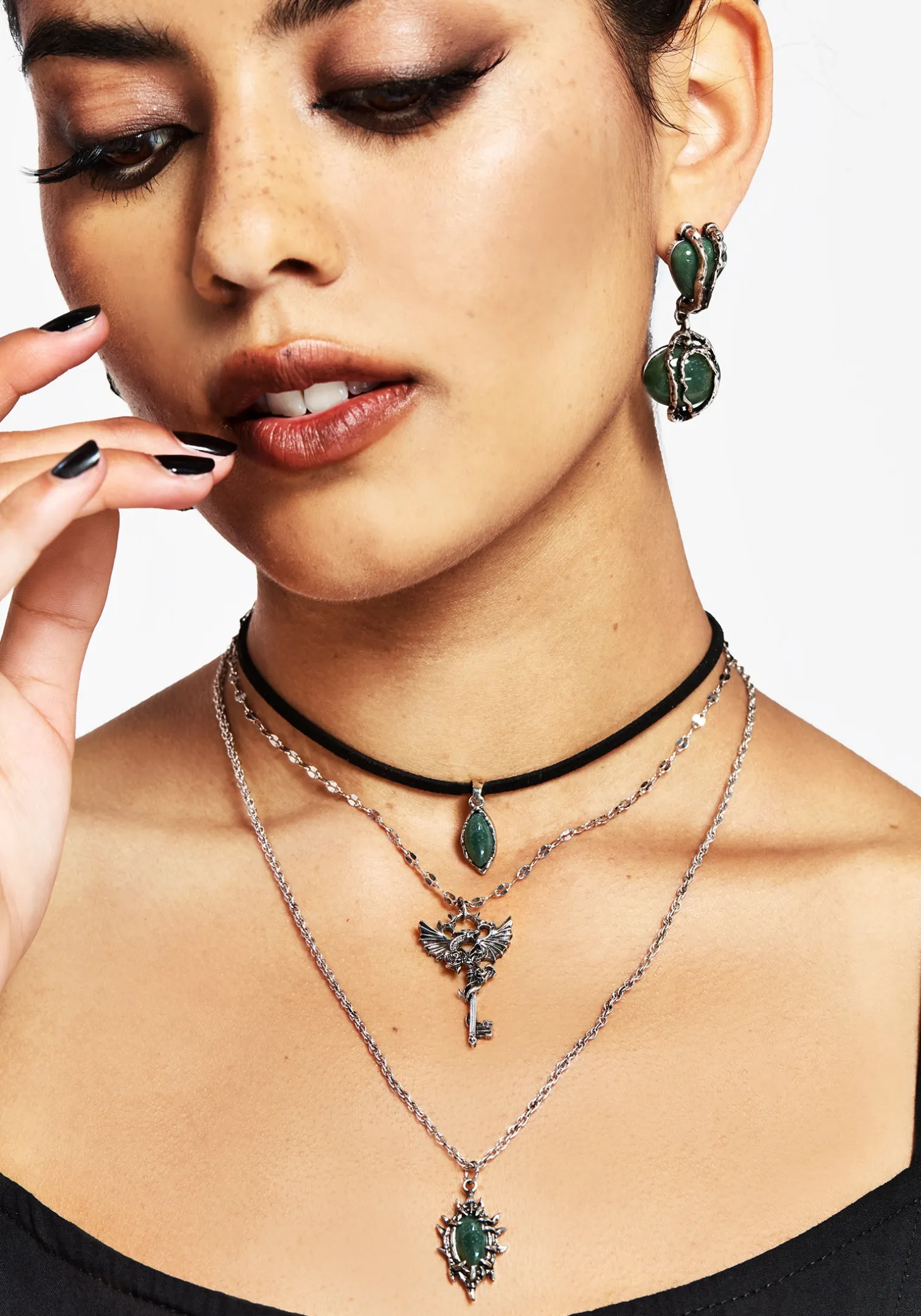 Petra Dragon Key Layered Necklace