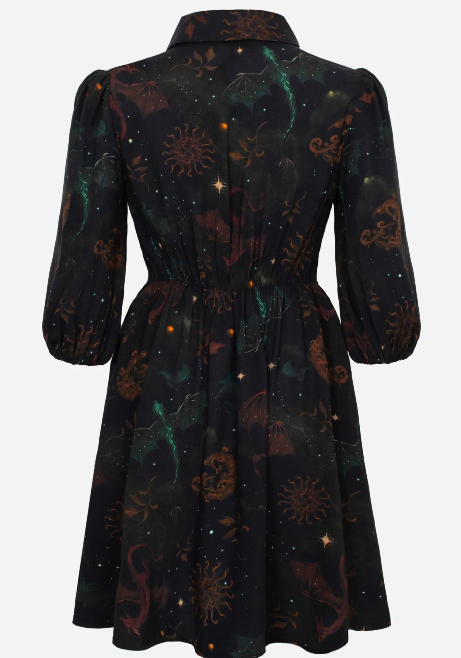 Phoenix Dragon Printed Mini Shirt Dress