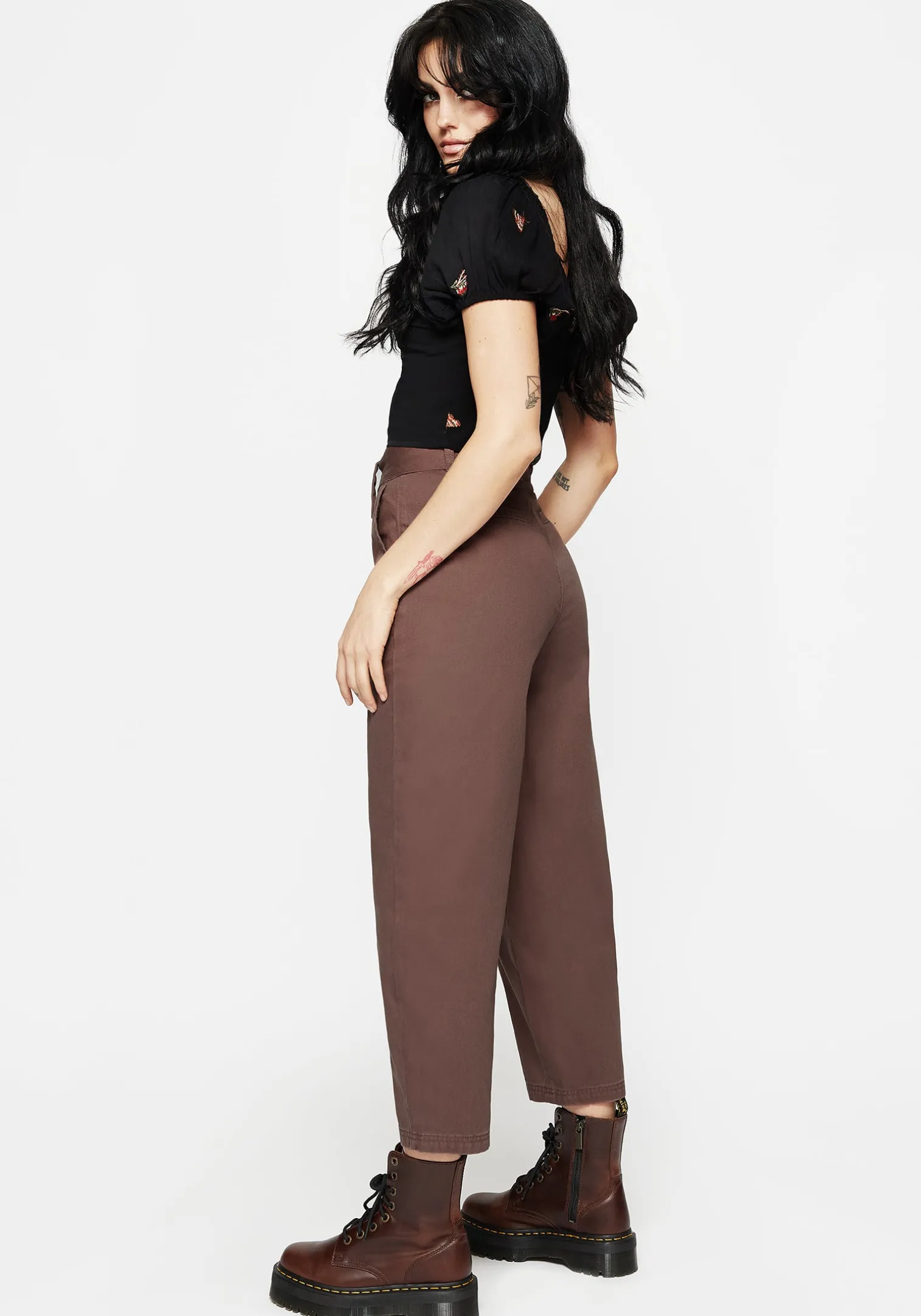 Pinhead Belted Balloon Leg Trousers - Brown