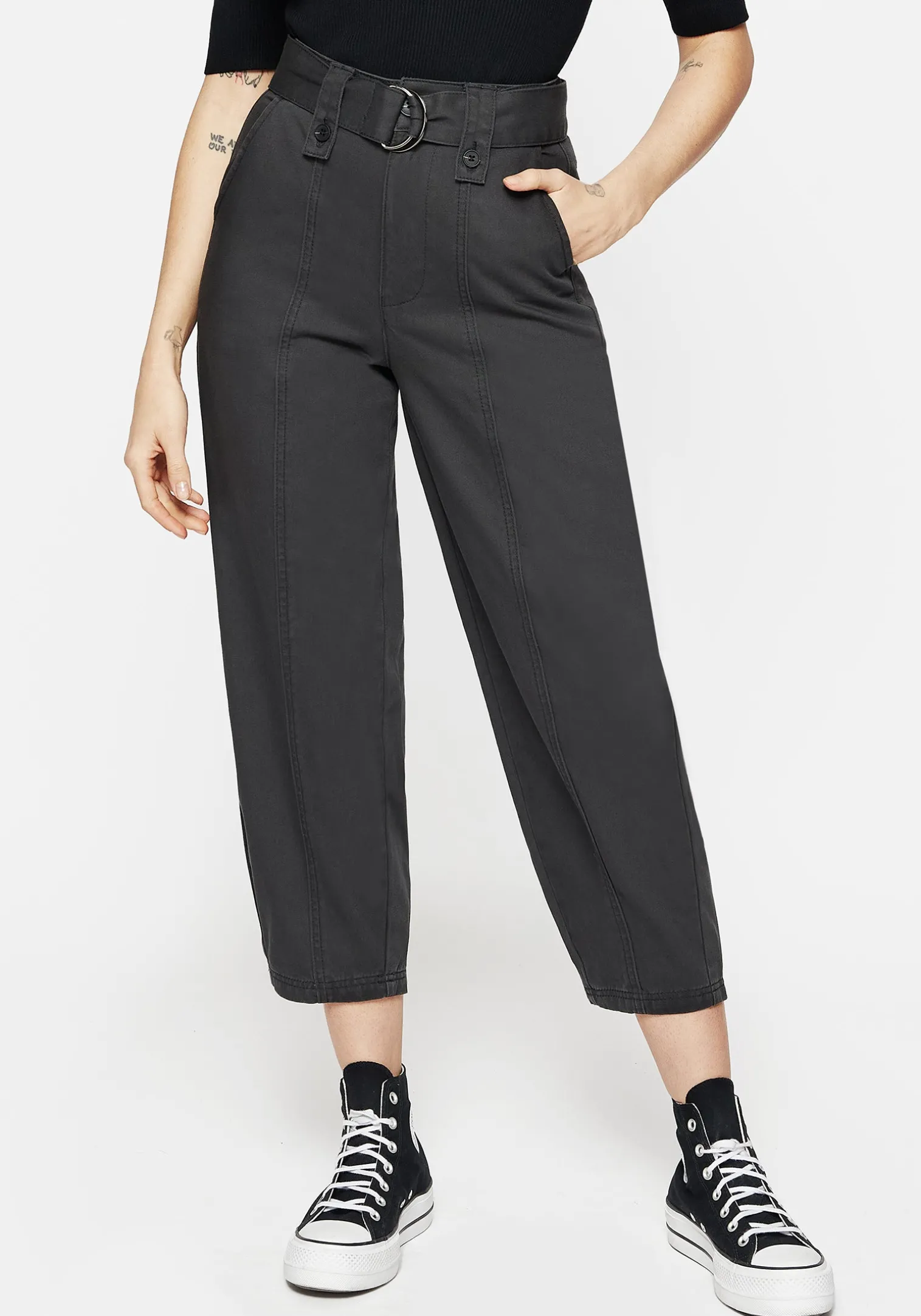 Pinhead Embroidered Belted Balloon Leg Trousers