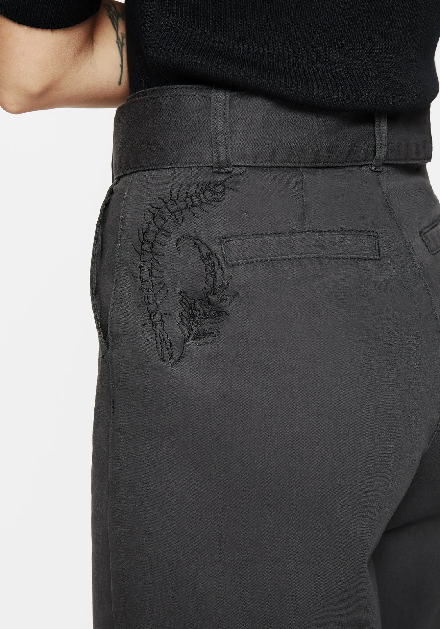 Pinhead Embroidered Belted Balloon Leg Trousers