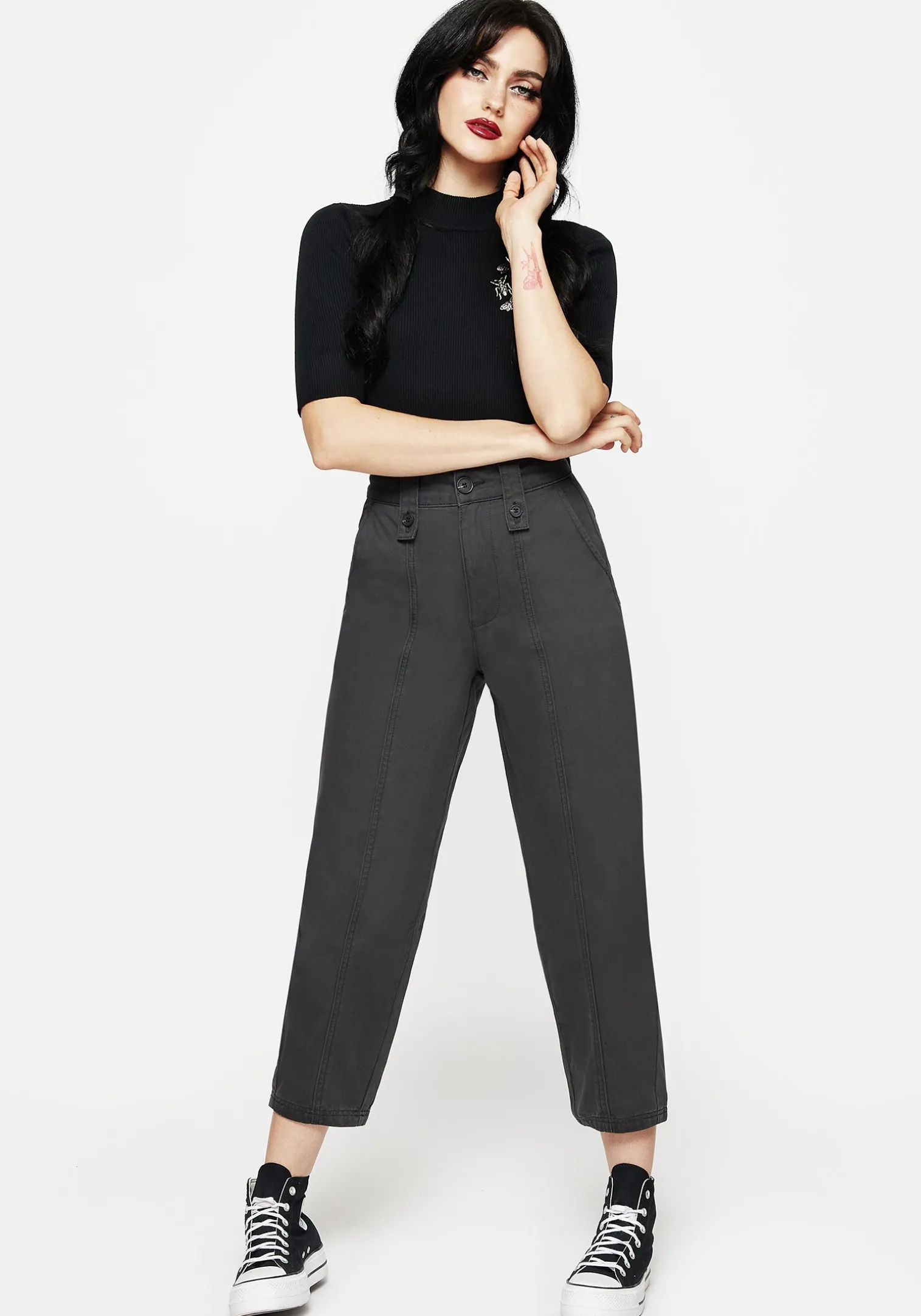 Pinhead Embroidered Belted Balloon Leg Trousers