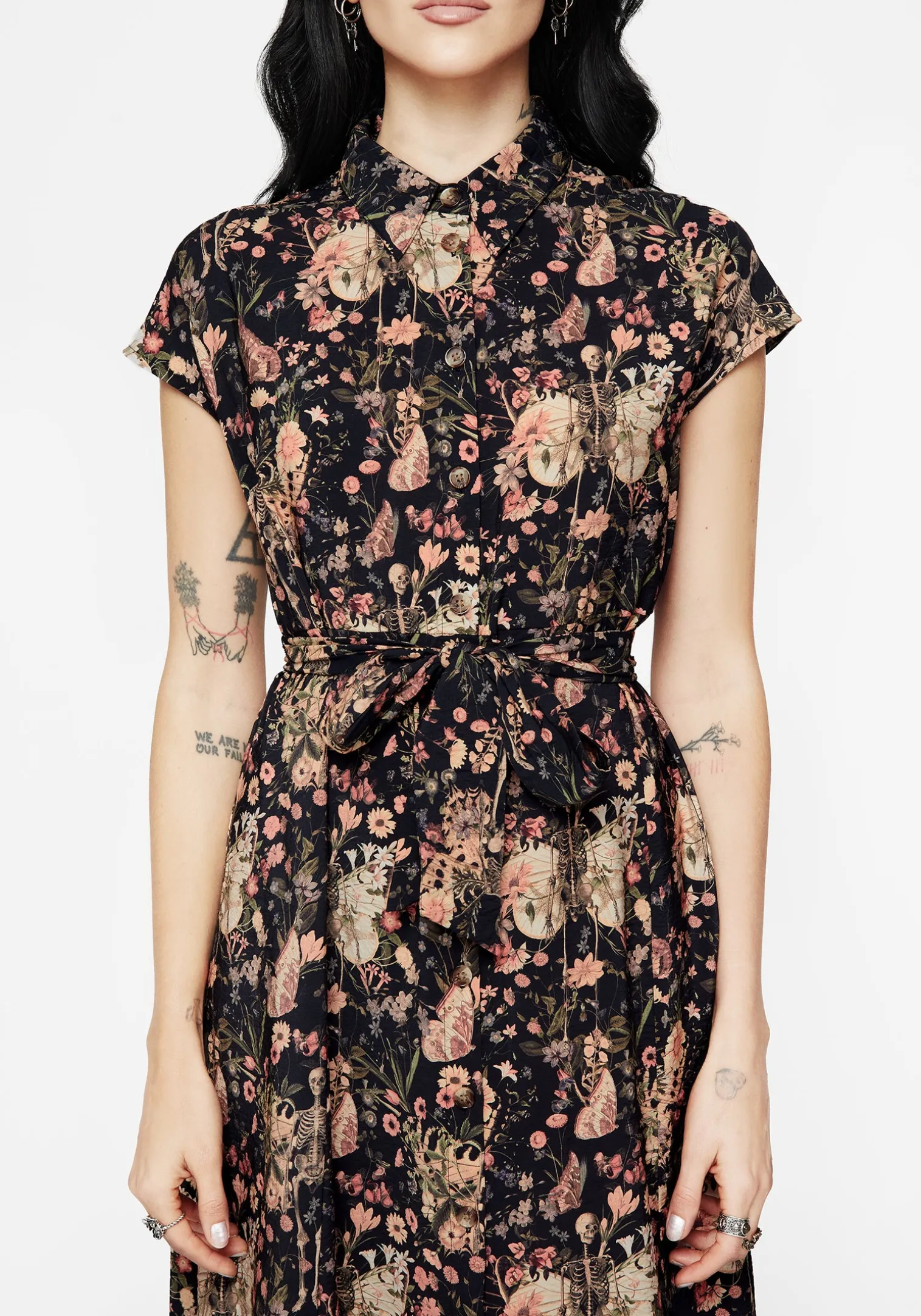 Pixie Floral Print Midi Shirt Dress