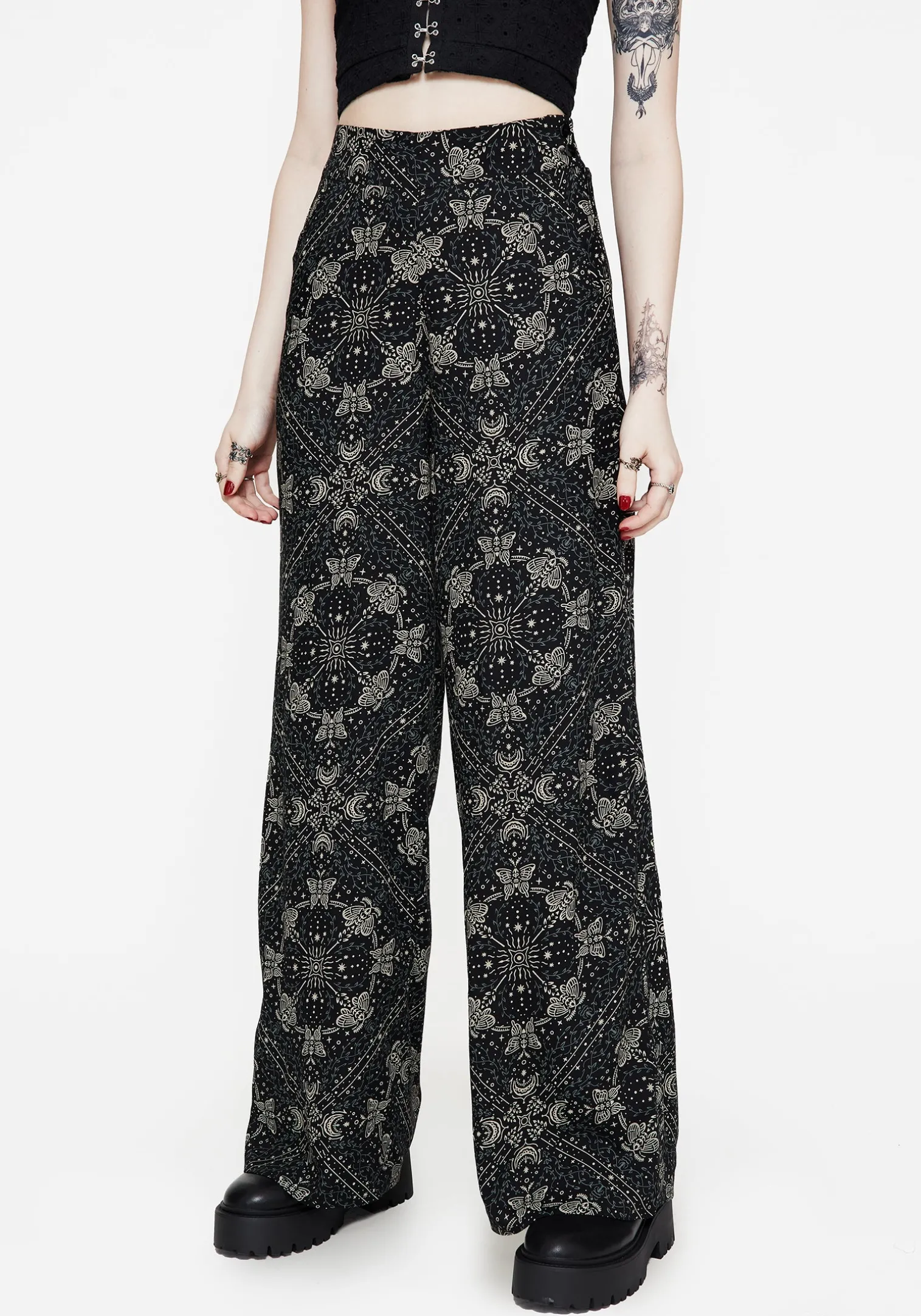 Poem Moth Printed Wide Leg Trouser