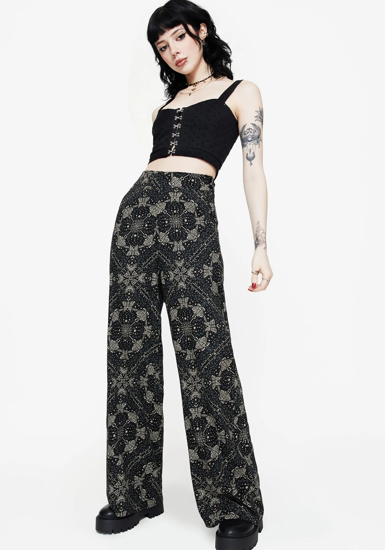 Poem Moth Printed Wide Leg Trouser