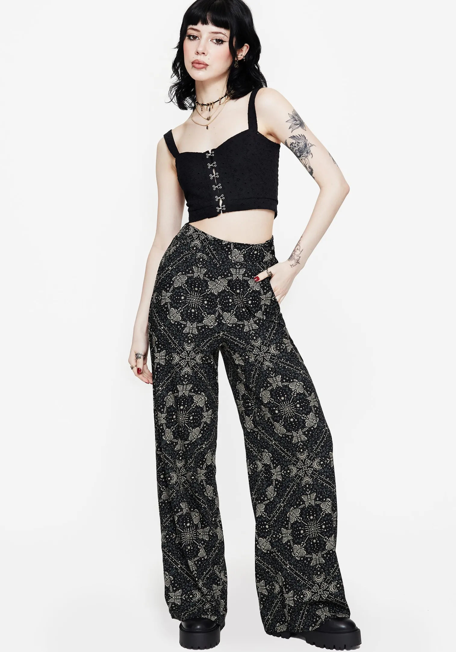 Poem Moth Printed Wide Leg Trouser