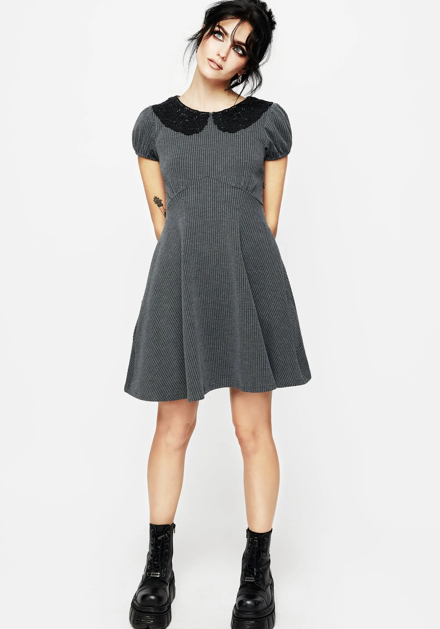 Poet Striped Mini Skater Dress