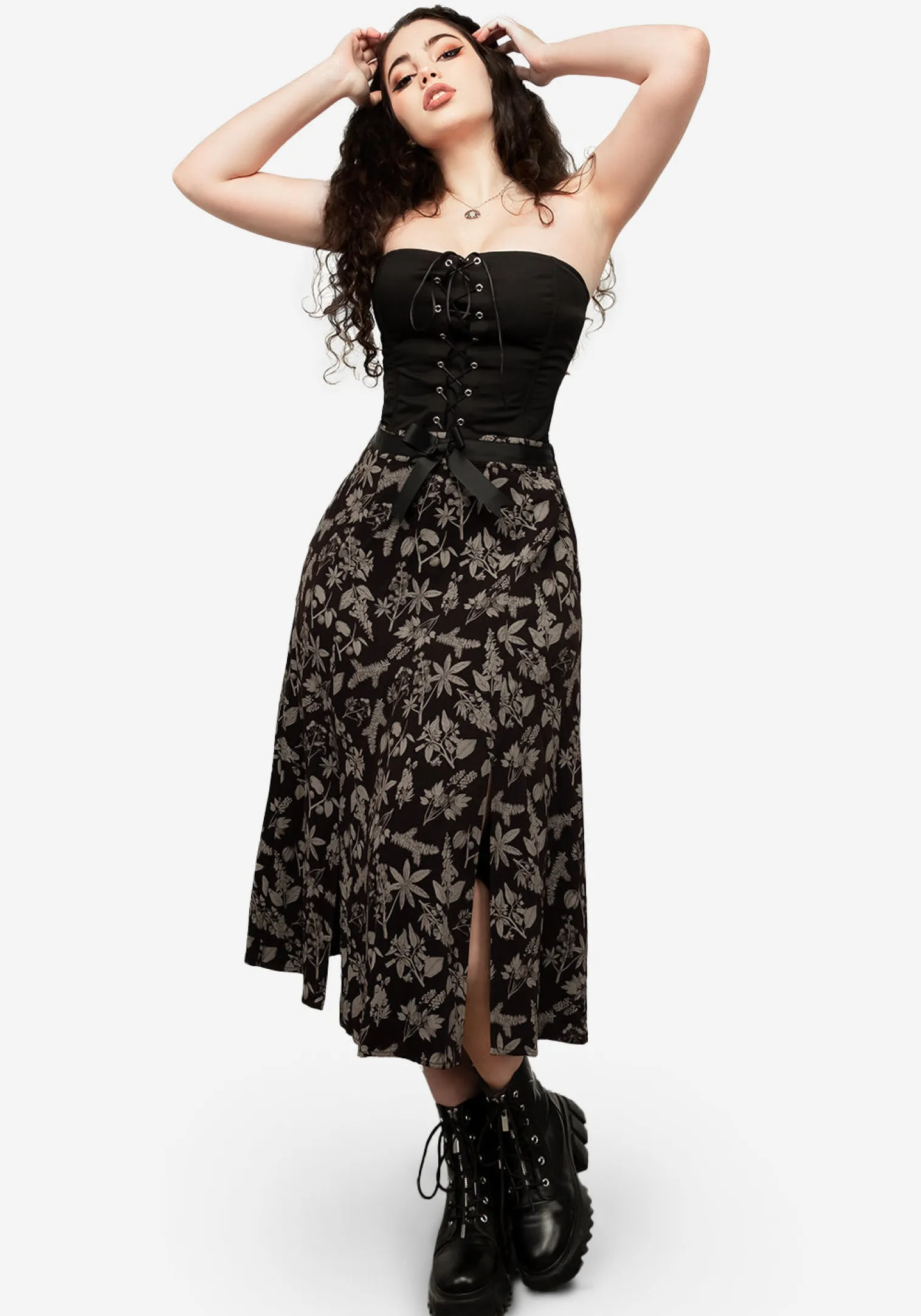 Poisonous Plant Split Midi Skirt