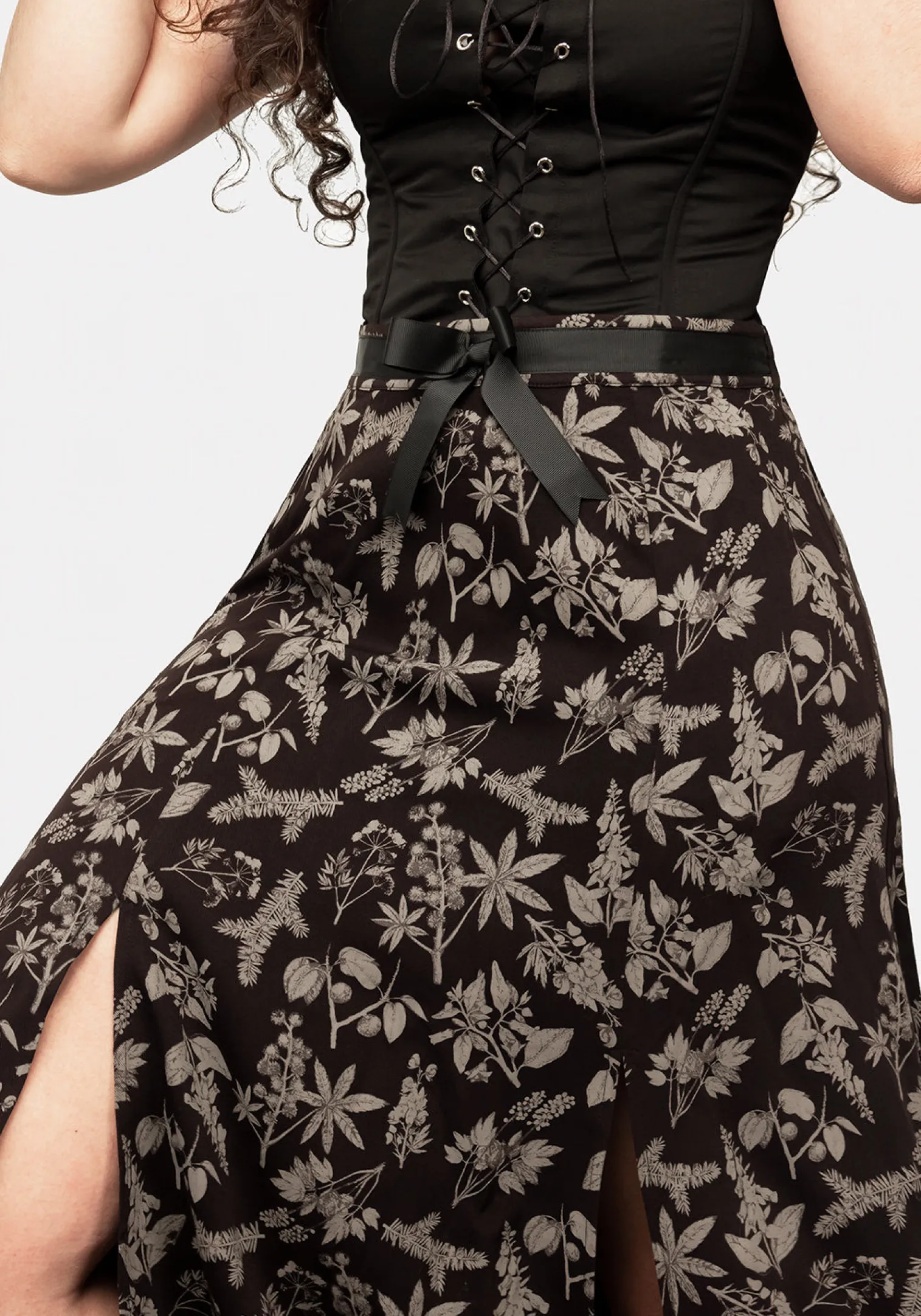 Poisonous Plant Split Midi Skirt