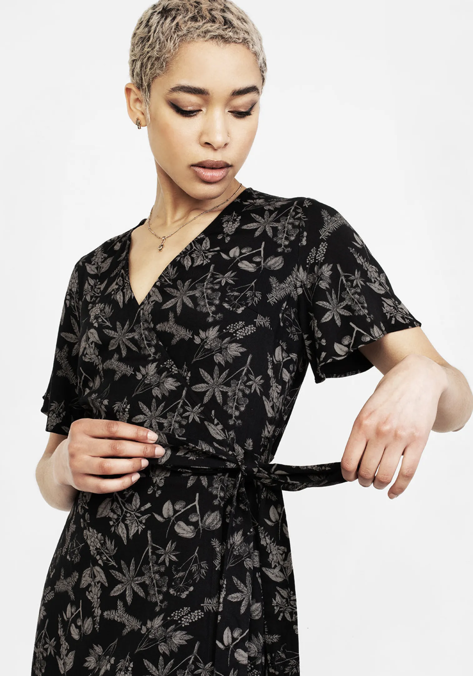 Poisonous Plants Wrap Mini Dress