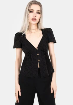 Polgara Floral Jacquard Peplum Top