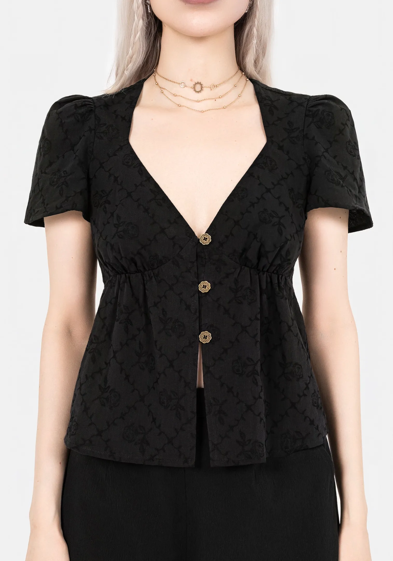 Polgara Floral Jacquard Peplum Top