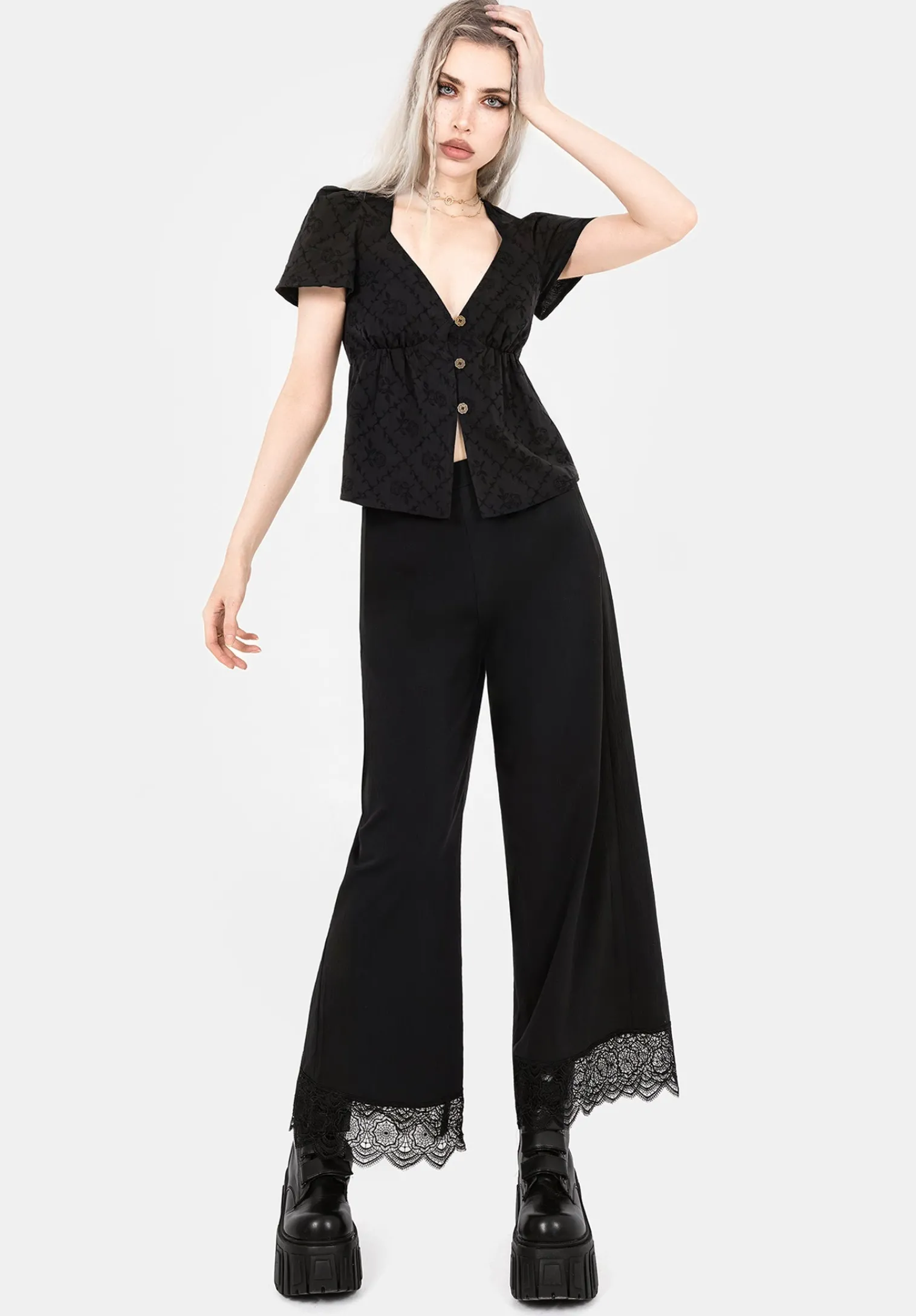 Polgara Floral Jacquard Peplum Top