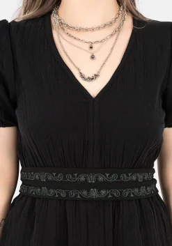 Poultice Embroidered Cotton Midi Dress - Black