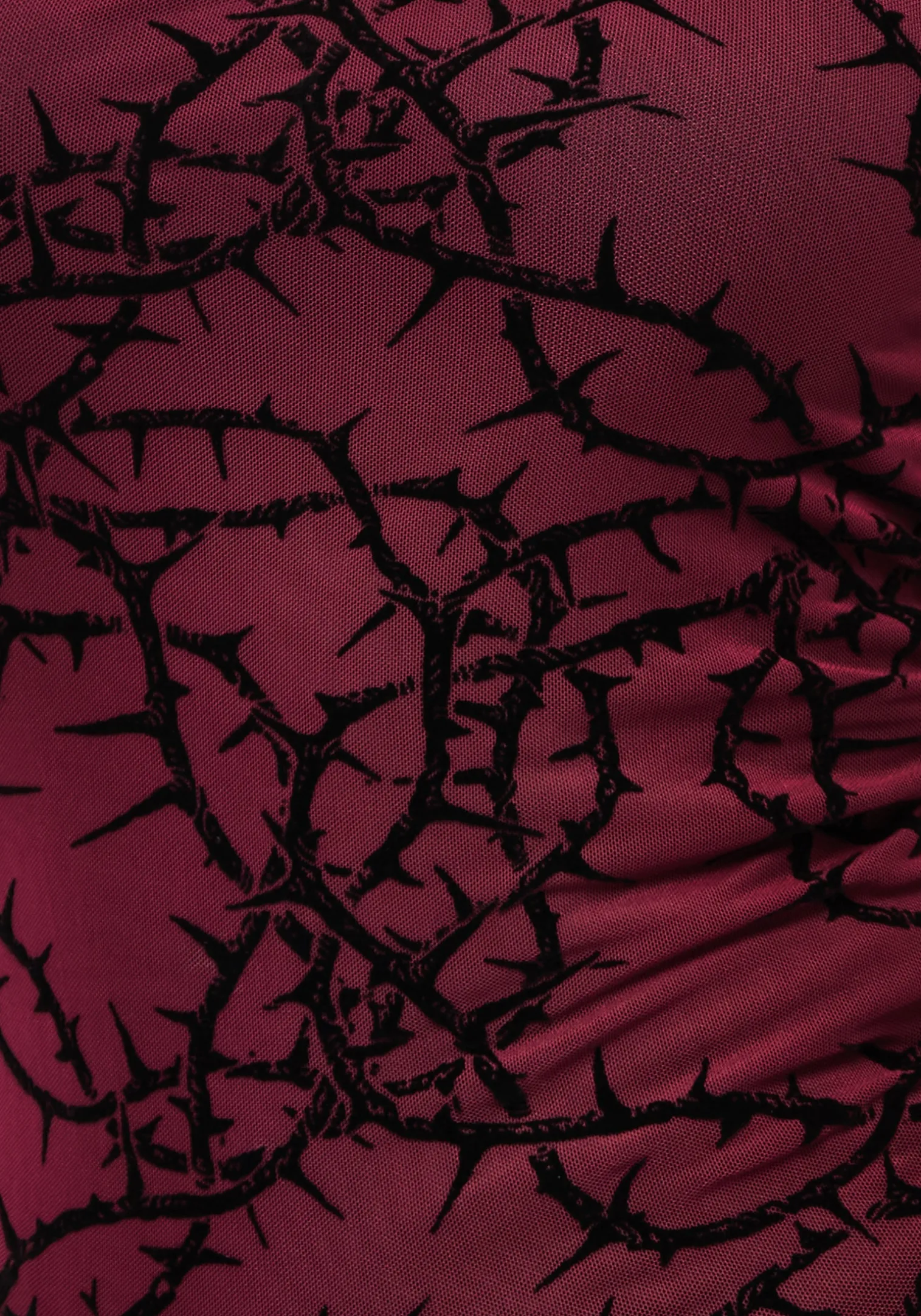 Prickle Thorn Print Mesh Cap Sleeve Top