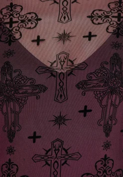 Priestess Flocked Mesh Maxi Dress - Purple