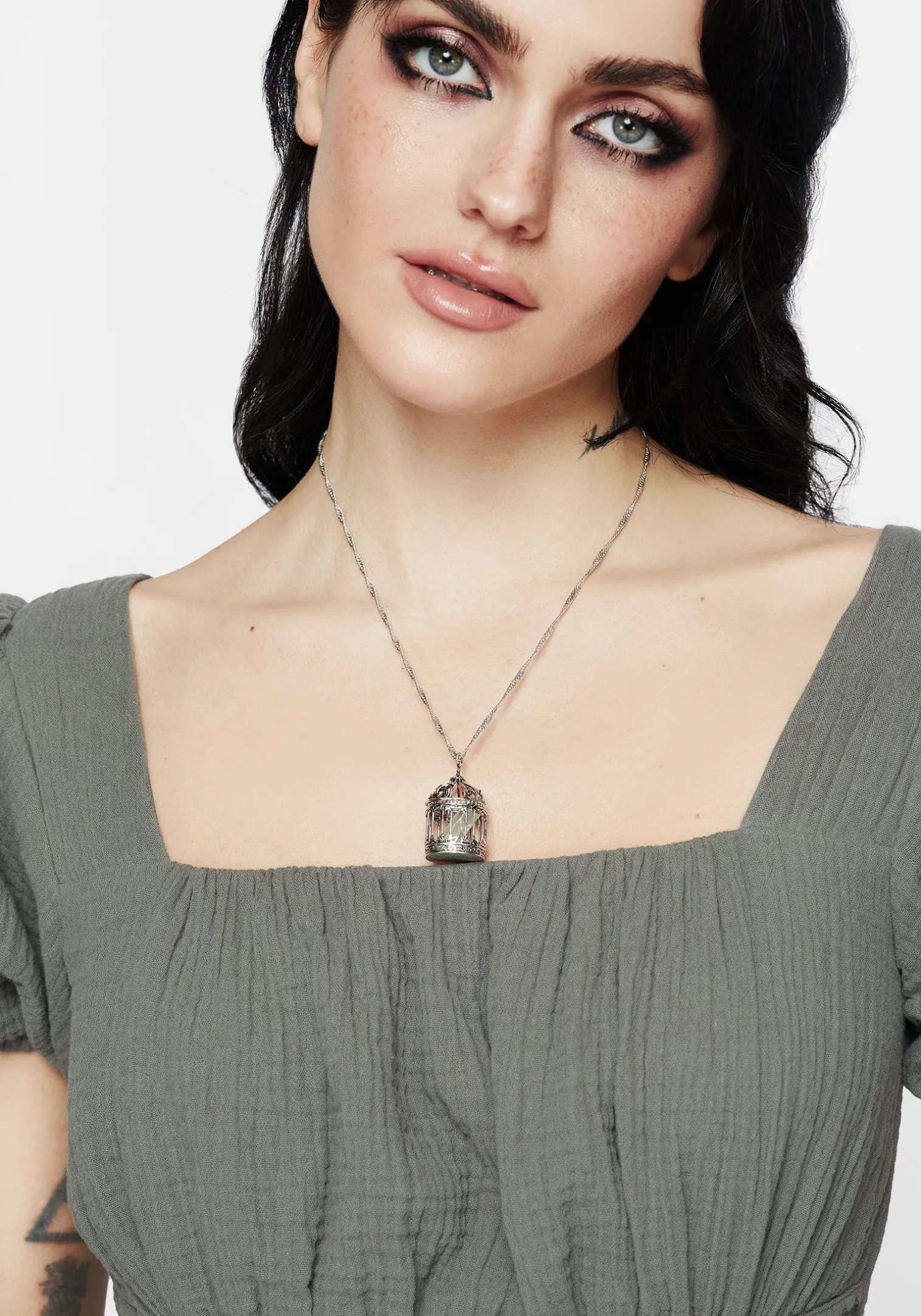 Primavera Bird Cage Pendant Necklace