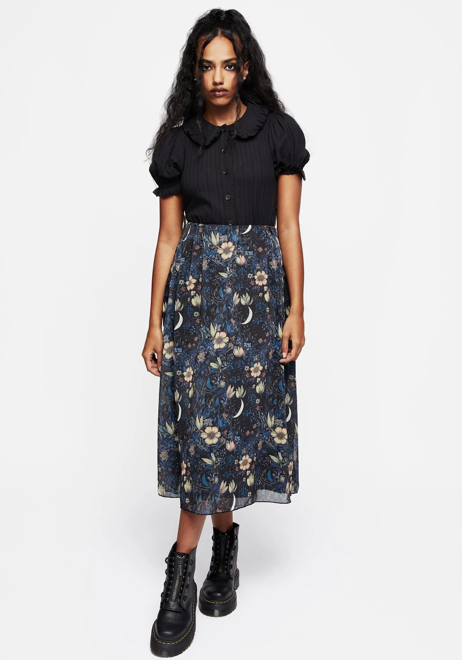 Primrose Floral Chiffon Midi Skirt