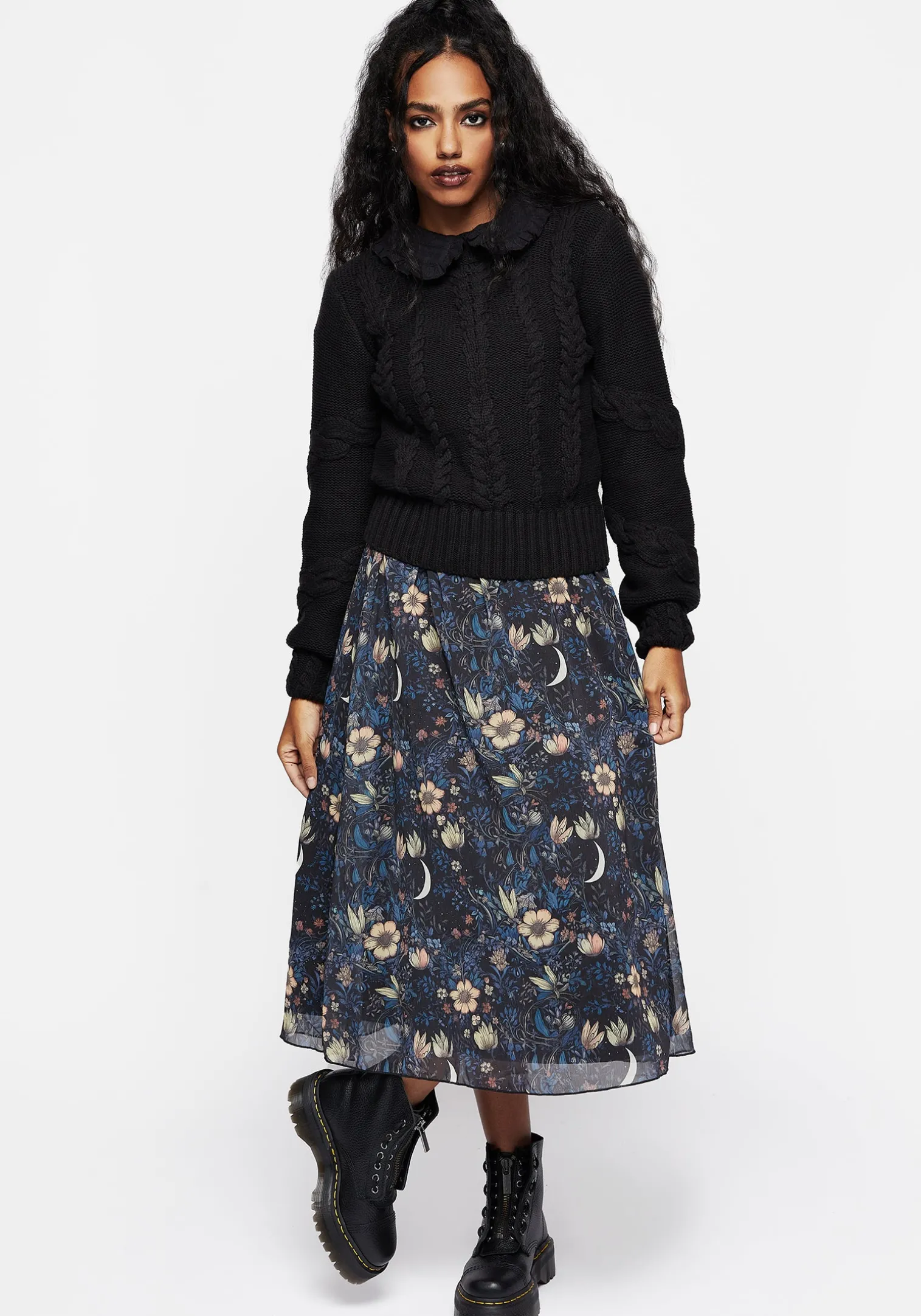 Primrose Floral Chiffon Midi Skirt