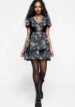 Primrose Floral Chiffon Puff Sleeve Layered Mini Dress