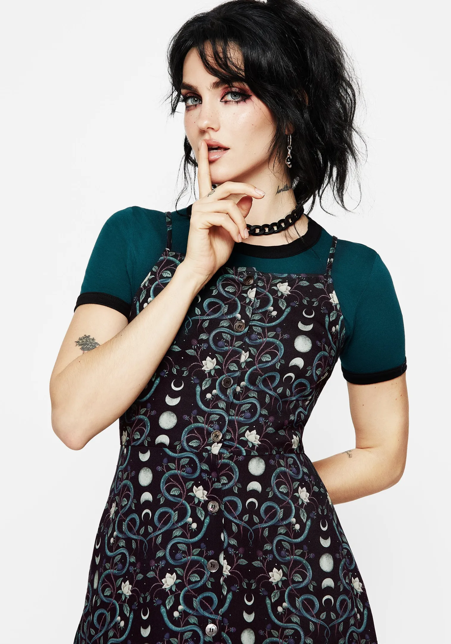 Pythia Button Up Mini Apron Dress