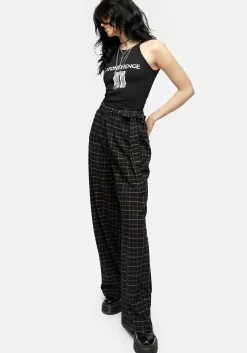 Ransom Tie Waist Check Trousers