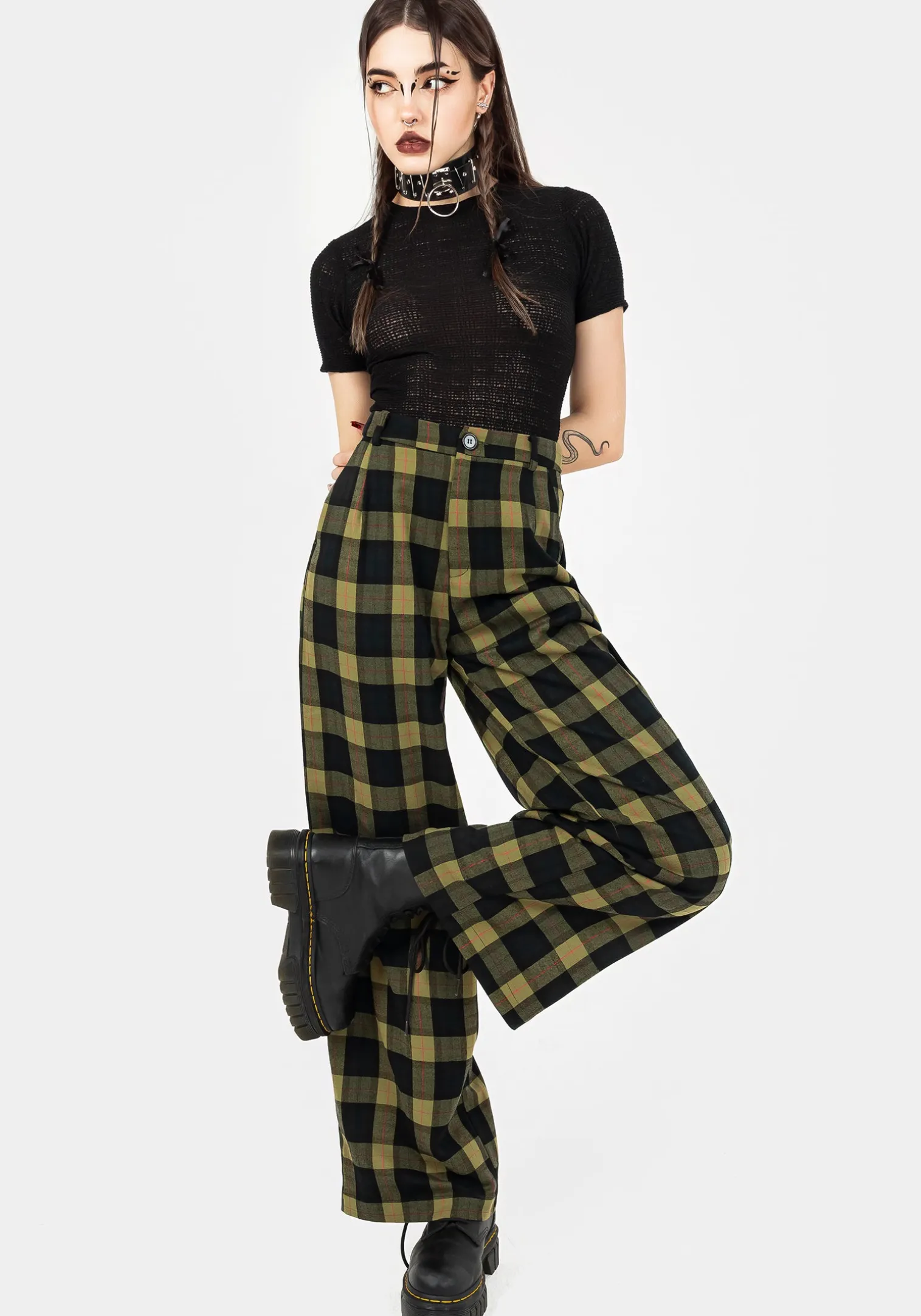 Rapture Wide Leg Check Trousers
