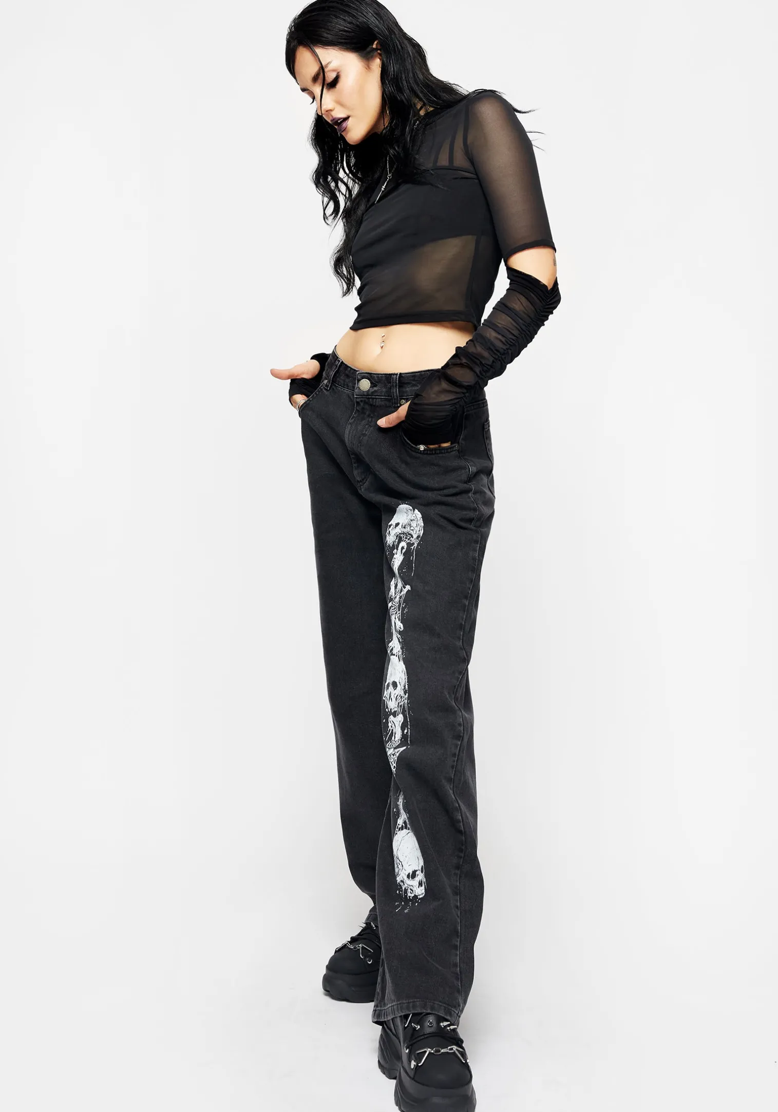 Reaper Wide Leg Washed Jeans
