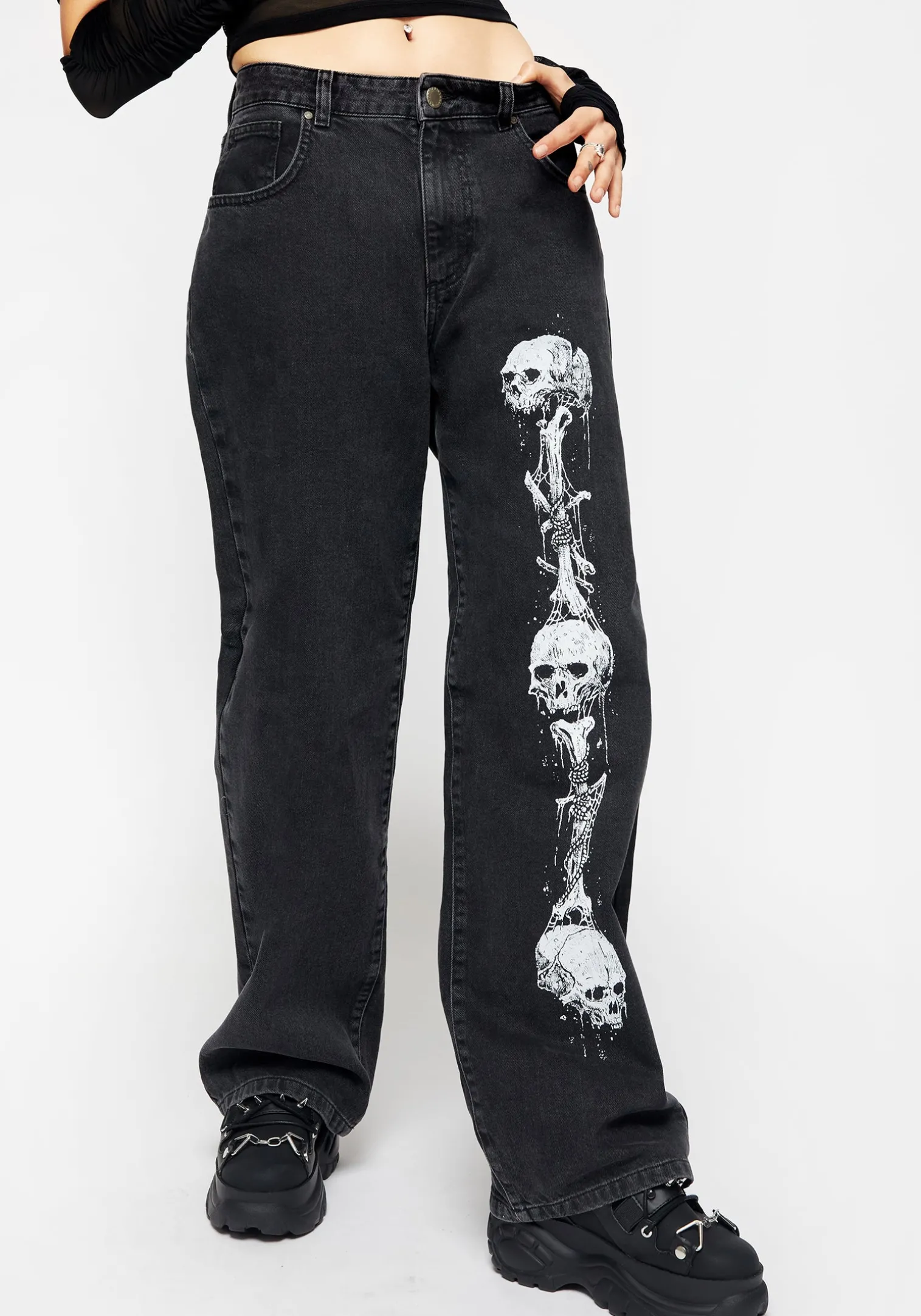 Reaper Wide Leg Washed Jeans