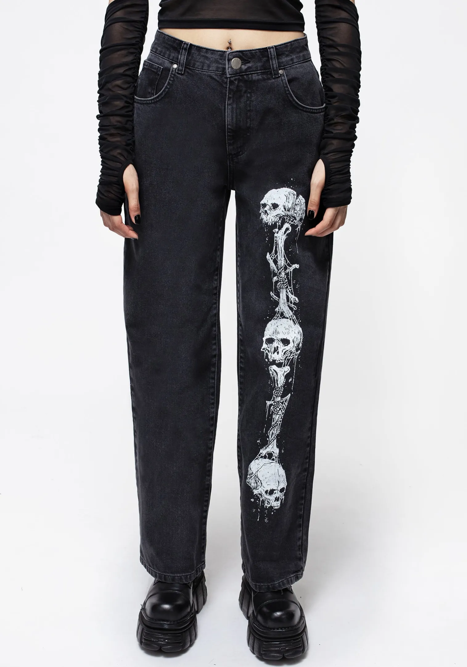 Reaper Wide Leg Washed Jeans