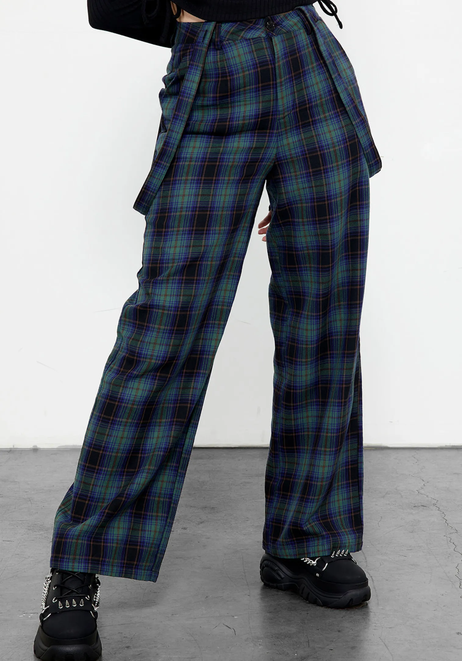 Rebel Wide Leg Plaid Trousers