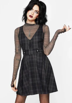 Reckless Check Mini Pinafore Dress