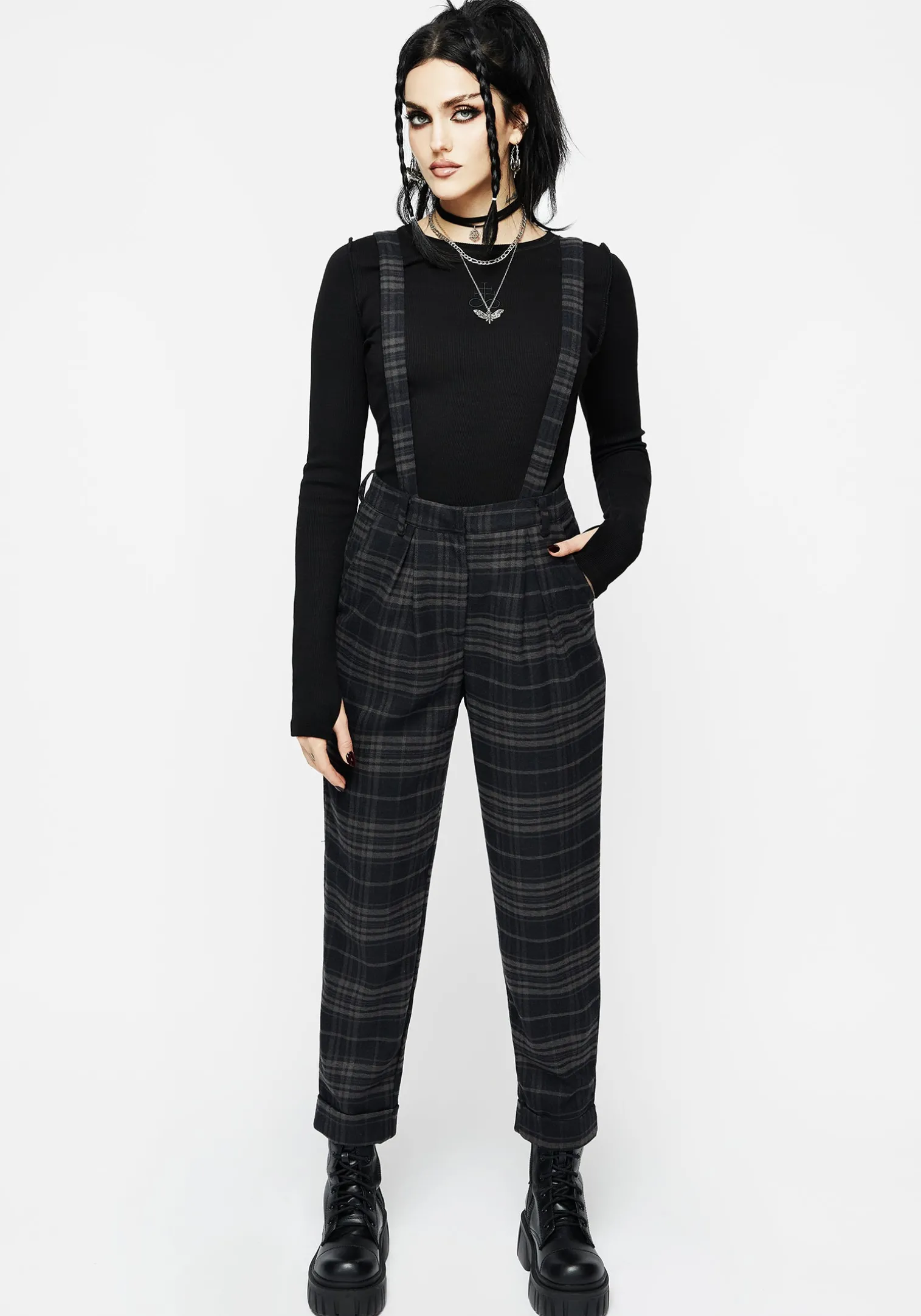 Reckless Distressed Check Trousers
