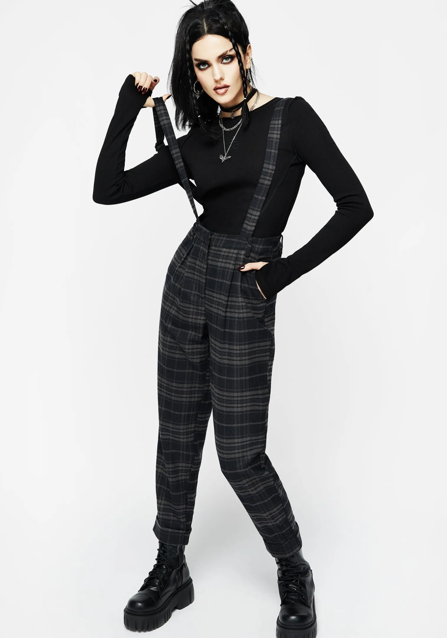 Reckless Distressed Check Trousers