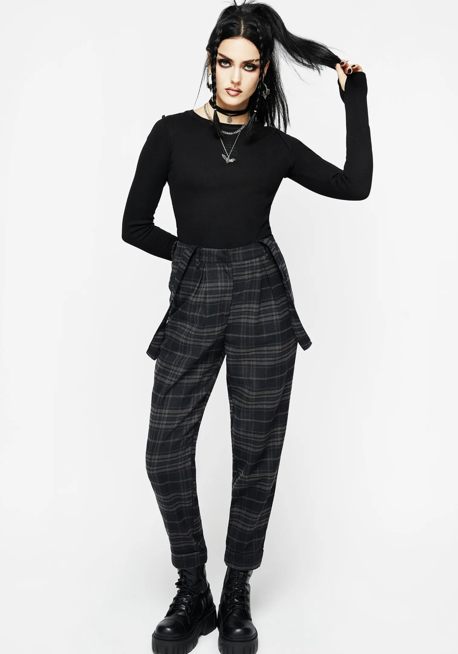 Reckless Distressed Check Trousers