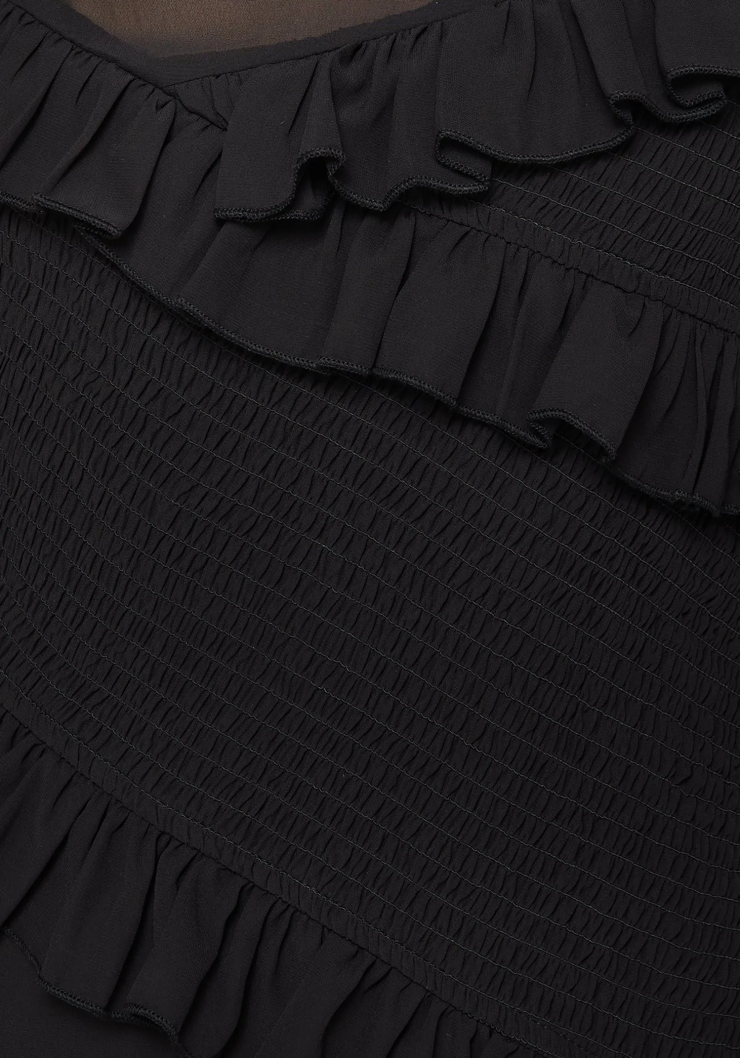 Reflections Black Frill Detail Sleeveless Maxi Dress