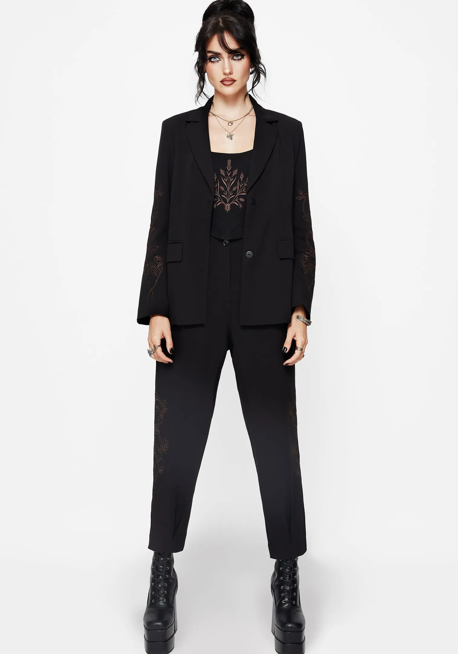 Renita Embroidered Tapered Tailored Trouser