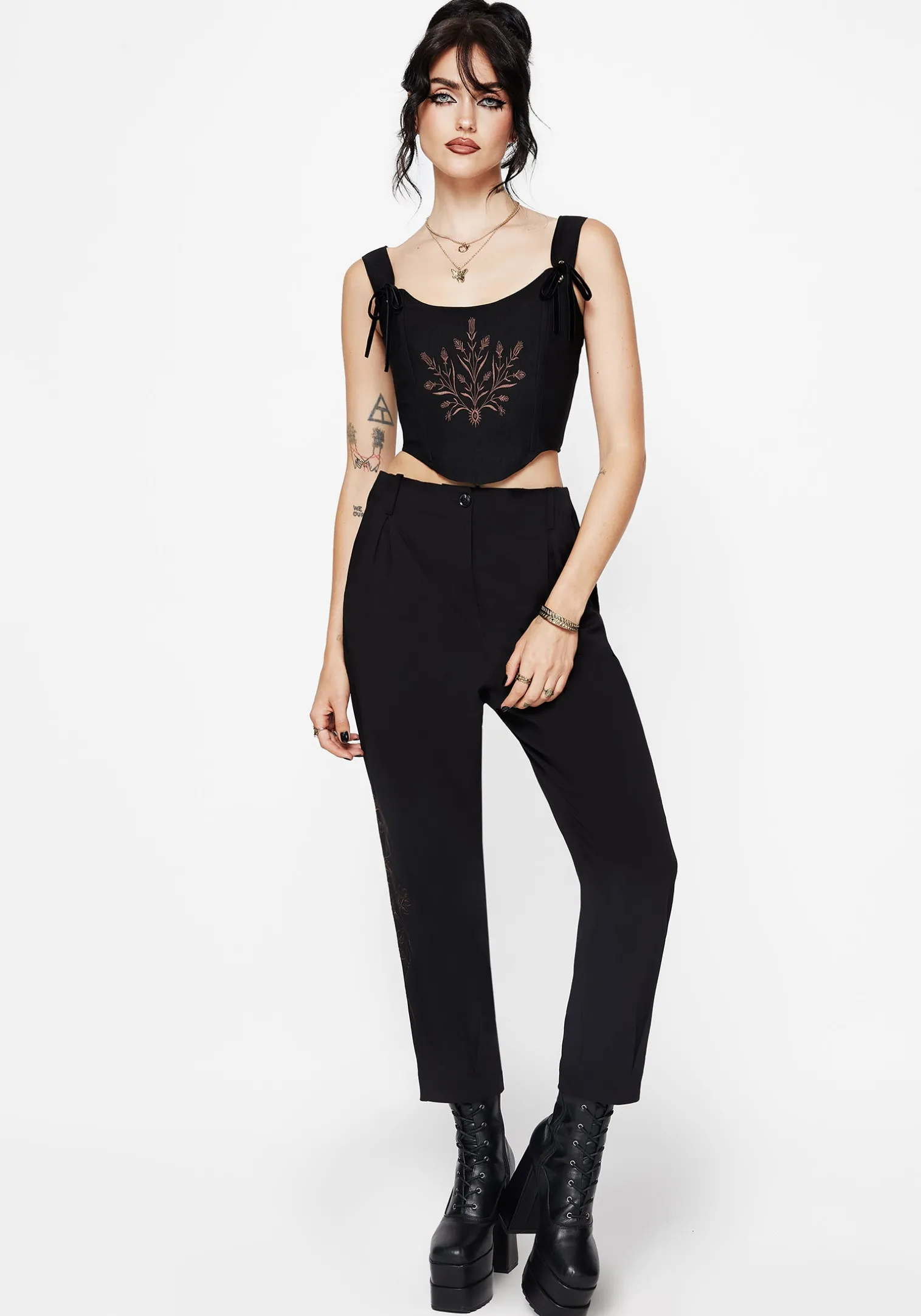 Renita Embroidered Tapered Tailored Trouser