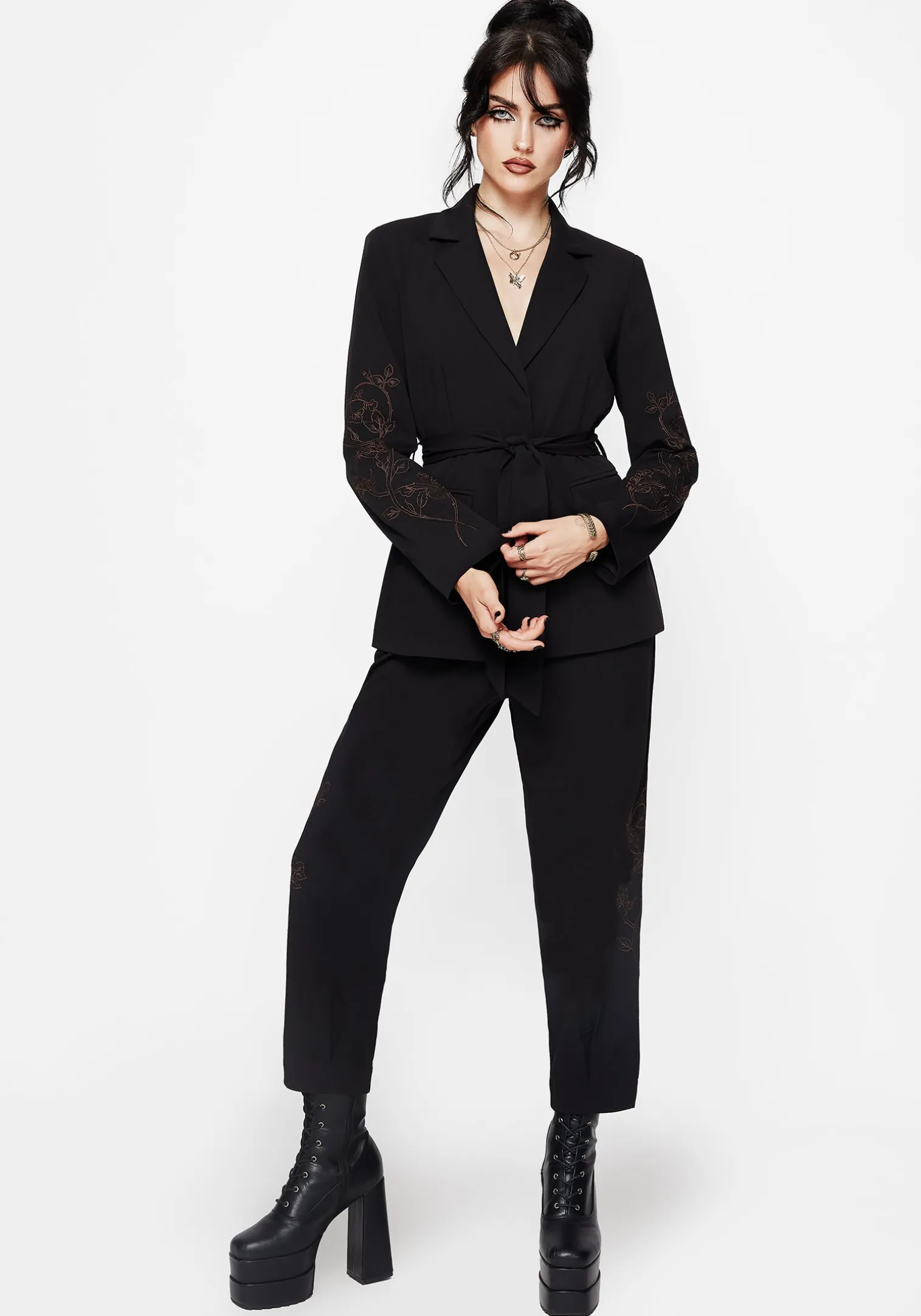 Renita Embroidered Tapered Tailored Trouser