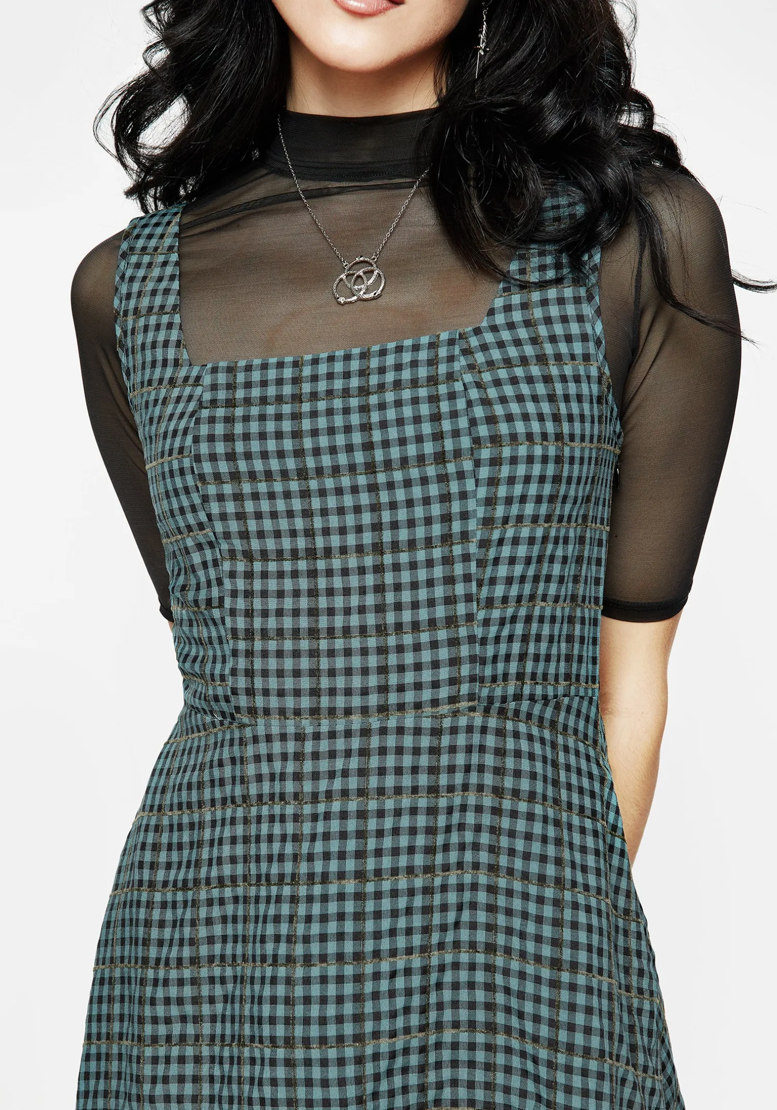 Restless Check Mini Apron Dress