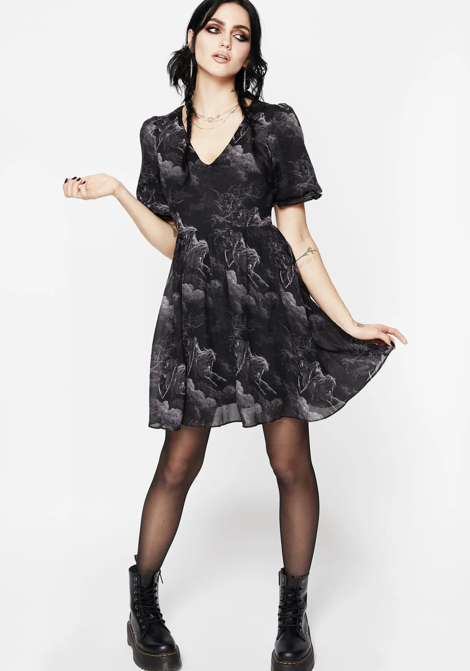 Revelation Chiffon Puff Sleeve Mini Dress