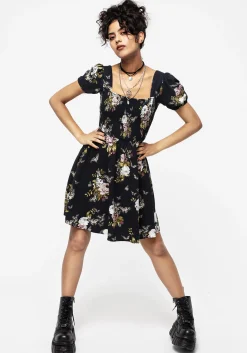 Revival Floral Puff Sleeve Shirred Mini Dress