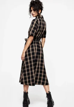 Rogue Check Cotton Midi Shirt Dress
