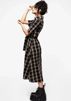 Rogue Check Cotton Midi Shirt Dress