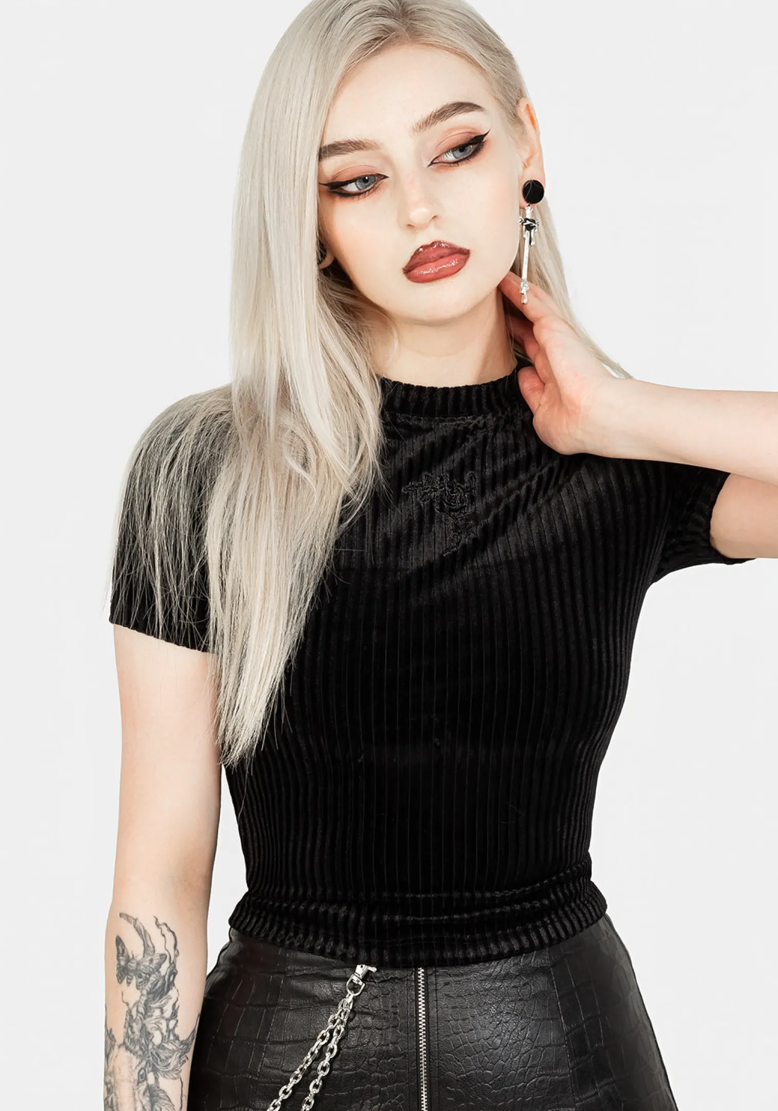 Rosaline Velour Rib Crop Top